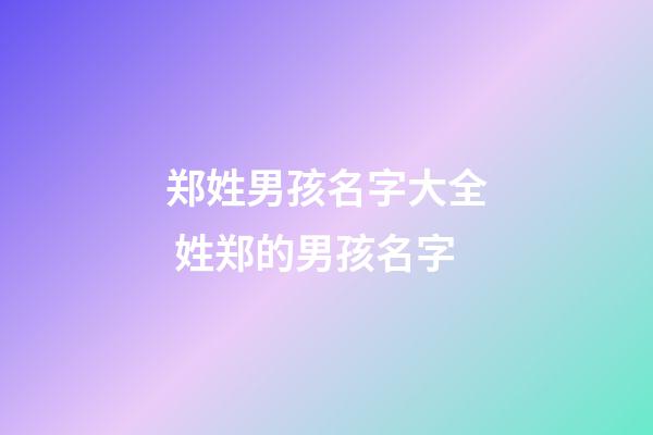 郑姓男孩名字大全 姓郑的男孩名字